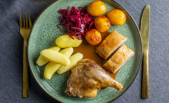 Mortens Aftenmenu med stegt Frilands Landand.